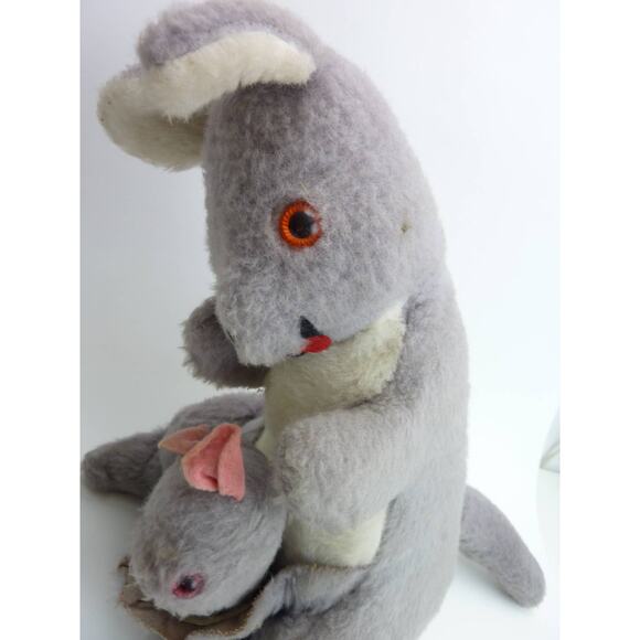 Vintage Kangaroo Plush Stuffed Animal Gray - Picture 6 of 6